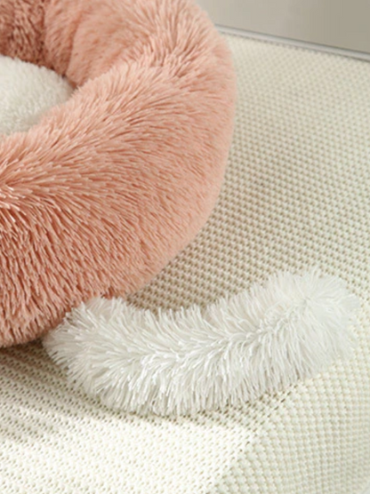 Close-up of plush material and stitching on pet donut bed – Blessed Paws