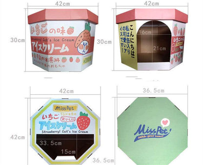 Size chart of the Scratchy Fun Cat Ice Cream Box – Blessed Paws
